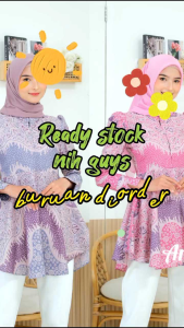 Atasan Batik Wanita Modern Lengan Puffy Shoulder Model Peplum Payung