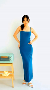 Dress Panjang Tengtop Tali Spagheti Korean Party Style / Dress Maxi Wanita Dewasa Terbaru