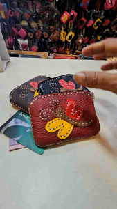 แมงปอ กระเป๋าใส่เหรียญ หนังแท้ทั้งใบ ขนาด 3.5x4.5 นิ้ว