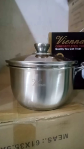 Panci Susu 18CM & 20cm Stainless TEBAL Milk Pot tutup Kaca