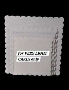 9X9 inches CAKE BOARD ORDINARY SCALLOP WHITE CORRUGATED (for VERY LIGHT CAKES only) (10 PCS)