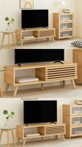HausGlobal TV57733 (4) Solid Rubber Wood TV Cabinet / Solid Wood / TV Cabinet / Cabinet with Drawer / Almari TV / 实木电视柜
