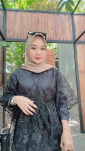 Setelan Kebaya Modern Murah Brokat Ghina Wanita Untuk Kondangan Satu Set Atasan Outer Kondangan