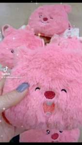 Túi Mini Nhỏ Có Ngăn Kéo Hải Ly Loopy Màu Hồng -Đựng Son Vật Phẩm Nhỏ Siêu Cute Lông Mịn