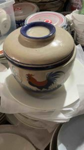 Thố vẽ gà có nắp thố đựng gia vị thố sành đựng mỡ đủ kích thước