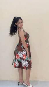 Cotton Spandex Padded Spaghetti Strap Midi Dress