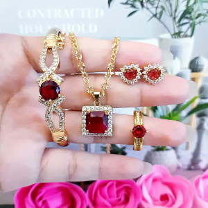 Set Perhiasan Xuping Batu Permata Merah 729ac