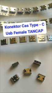 10 Biji Connector Charger Konektor Cas Type C Usb Female Plug in 6 Pin Universal Tancap Kaki 4 Ori