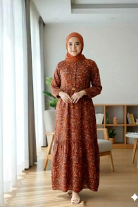 New MIDI dress Aleva bahan rayon premium motif bunga//MIDI dress kancing depan hidup busui model terbaru kekinian viral terlaris
