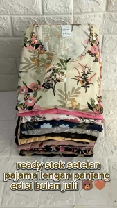 One Set Setelan Piyama Baju Tidur Lengan Panjang Busui Resleting