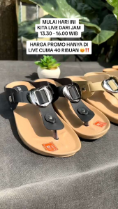Sandal Jepit Wanita bahan Karet sendal jepit jelly wanita Hijabers Bellia N41 Sandal wedges wanita warna Krem