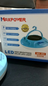 Lampu Emergency ufo Gantung Camping Lamp Solar Panel Maxpower 600W mx-203 / 400W mx-202 / 300W MX-201 super terang Lampu Darurat Lampu Multifungsi