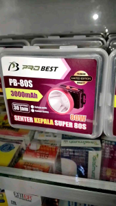 Senter Kepala ProBest Super PB - 80watt Super Terang Tahan Lama 3000mAh