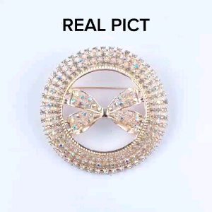 Bros Elegan Kristal Kuarsa Warna Rose Gold untuk Kebaya Modern