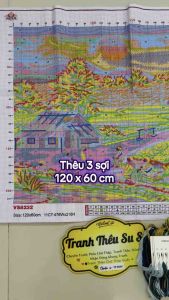 Tranh thêu kín Phong cảnh làng quê vs8232 kích thước 120 x 60 cm