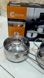 Termurah !!!!! Calypso Panci Set 2 Pcs 16cm 18cm Stainless Steel Tutup Kaca