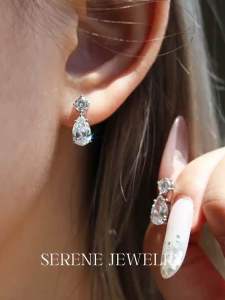 (Bebas beli 2 dapat bonus) A72 Anting tetesan air juntai titanium wanita Korea