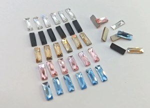 Swarovski Crystal 2555 8mm 12mm Baguette Rhinestone Foiled Flatbacks Non Hotfix Clear Light Rose Golden Shadow Jet and Aquamarine