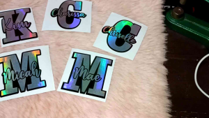 AVLs Car Sticker/vynil/label for tumblers glass/Letter with name double color