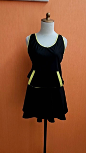 atasan kaos wanita nilon olah raga hitam M L cewek kutung gym senam blouse