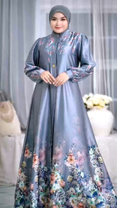 GAMIS WANITA / DRESS PRINTING BUNGA RUBY SILK BY NOABUSANA QUALITY PREMIUM