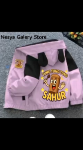 Jaket Hoodie Kombinasi / Jaket Anak Pria/Wanita Kekinian Jaket Variasi Bergambar Tung Tung Tung Sahur Usia 1-12 Tahun Modern Terbaru Dan Terlaris