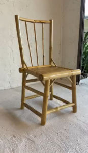 เก้าอี้ไม้ ไม้ไผ่ เคลือบมัน เก้าอี้พักผ่อน 45x40x95cm งานทำมือ แข็งแรง แต่งบ้าน ร้านอาหาร แต่งสวน ธรรมชาติ (พับไม่ได้) Glossy Solid Bamboo side chair