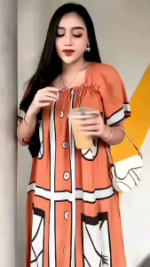 Daster Fuji Mama Muda Tren 2025 Dress Fuji Jumbo Ld 128 Rayon Adem Nyaman Santai Karet Dada Busui