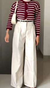 ORO PANTS Highwaist Loose Pants Trousers - Celana Anti Kusut Knit Premium Terlaris - Batik Ootd