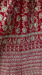 Bridal Lehenga Velvet Red color for wedding / dinner / celebration