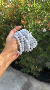 10JA-LV หมอนหมอนหยกฟ้าอมม่วงลาเวนเดอร์ สีหายาก 10มิล, เนื้อดีโปร่งแสง การันตรีหยกแท้ 100%