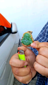 Lokalo Mặt Dây Chuyền Phật Di Lạc Cẩm Thạch Xanh Vui Vẻ Đeo May Mắn Hạnh Phúc Bình An