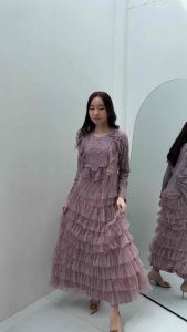 F517 dress gamis kondangan korean style / gamis pesta / gamis syari