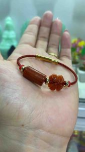 Vòng tay nam nữ lu thống tài lộc mic mặt 4 lá may mắn đá ngọc cẩm thạch huyết thiên nhiên