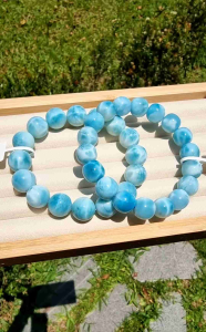 SG Ready Stock Natural Larimar round bead Abacus larimar bracelet High Quality