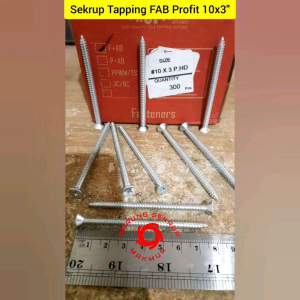 (50 pcs) Sekrup FAB 10x3" / Skrup Tapping Kepala Rata 7.5CM