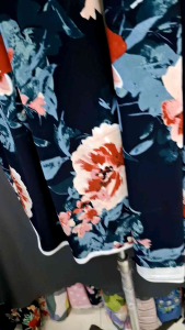 เกาหลี ผ้ายืด ITY พิมลาย หน้ากว้าง60"พื้นกรมพิมลายดอกไม้สวยผ้าม้วนตัดแบ่งเป็นเมตร