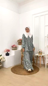 Cutetrik Setelan Rok Anak Perempuan Abira Warna Pink Dusty Mocca Coklat Mint Hijau Motif Bunga Bunga Floral