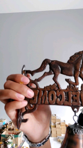 Bel lonceng rumah antik motif kuda welcome