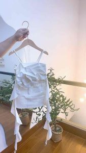 Bộ chân váy chữ A áo hai dây bông hoa cho bé gái dễ thương sành điệu đi tiệc size 7-35kg