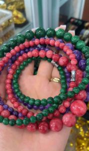 Chuỗi vòng đá ngọc cẩm thạch đeo phong cách cổ trang áo dài đeo thuật phong thuỷ tài lộc