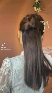 Trâm cài tóc bông hoa mận trâm búi tóc kim loại đính ngọc cổ trang cho nữ