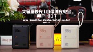 WEKOME WP-117 20000mAh 65W Power Bank PD Fast Charging Built-in Type-C Cable LED Display