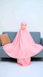 Mukena Couple Laiqa Ibu Anak - Mukena Gynura Raggakids Terbaru Katun Polos Adem COD K&K SHOP