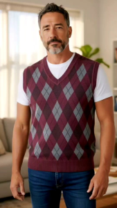 เสื้อกั๊กกันหนาวลายวินเทจ