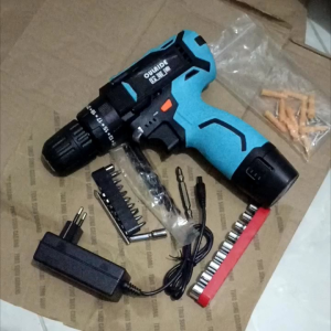 Mesin Bor Baterai Tembok Impact Drill 12 Volt & Fullset
