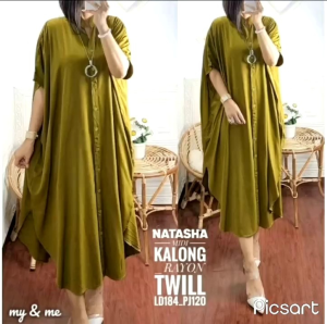 MIDI DRESS KALONG WANITA RAYON TWILL BIGSIZE JUMBO XL XXL LD 150 KANCING FULL HIDUP GAMIS LEBARAN REALPICT BUSUI FRIENDLY