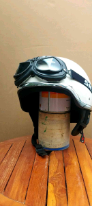 Helm Jungli Vespa Cream plus Goggle G3