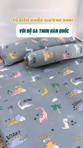 Bộ drap ga thun Hàn quốc mẫu khủng long