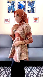 Atasan Batik Kerja Wanita Modern & Blouse Batik Puffy Shoulders